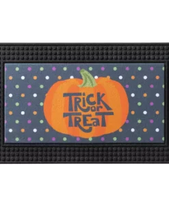 Home Accents Holiday LED Halloween Polka Dots Pumpkin 18 in. x 30 in. Rubber Light and Sound Door Mat