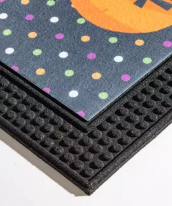 Home Accents Holiday LED Halloween Polka Dots Pumpkin 18 in. x 30 in. Rubber Light and Sound Door Mat -Home Accents Holiday Shop black home accents holiday halloween doormats 7323 81 05hd 77 1000