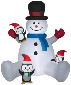 Home Accents Holiday 9.5 ft Snowman With Penguins Holiday Inflatable