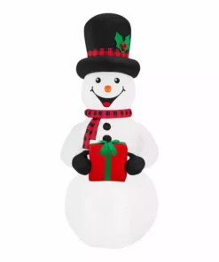Home Accents Holiday 6.5 ft Snowman With Present Holiday Inflatable