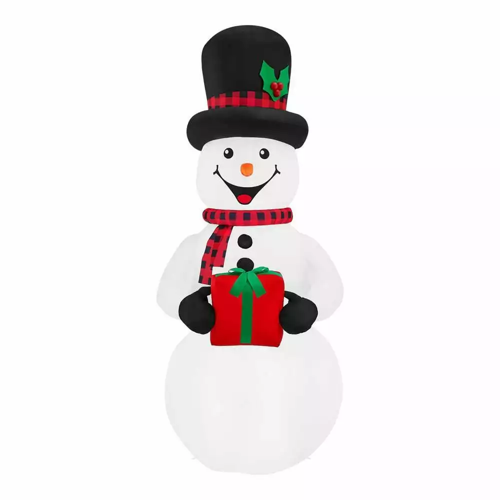Home Accents Holiday 6.5 ft Snowman With Present Holiday Inflatable 3 Home Accents Holiday 6.5 ft Snowman With Present Holiday Inflatable