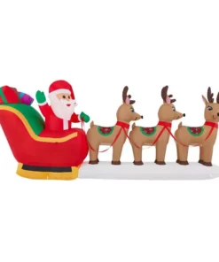 Home Accents Holiday 12 ft Santa in Sleigh With Reindeer Holiday Inflatable -Home Accents Holiday Shop home accents holiday christmas inflatables 22gm80053 40 1000