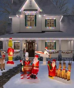 Home Accents Holiday 12 ft Santa in Sleigh With Reindeer Holiday Inflatable -Home Accents Holiday Shop home accents holiday christmas inflatables 22gm80053 66 1000