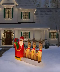 Home Accents Holiday 12 ft Santa in Sleigh With Reindeer Holiday Inflatable -Home Accents Holiday Shop home accents holiday christmas inflatables 22gm80053 77 1000