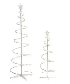 Home Accents Holiday 2-Piece Warm White LED Spiral Trees Holiday Yard Decoration