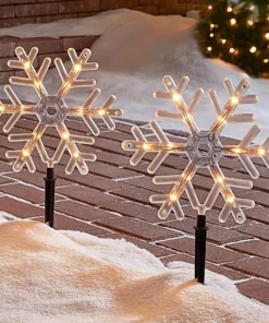 Home Accents Holiday 10 in Snowflake Pathway Light 4 Pack -Home Accents Holiday Shop home accents holiday christmas pathway lights ty175 1516 40 1000