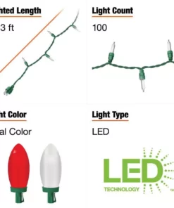 Home Accents Holiday 100L Red/White C9 LED Lights -Home Accents Holiday Shop home accents holiday christmas string lights 21rt21421rwwcm a0 1000