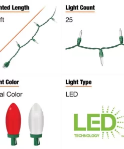 Home Accents Holiday 25L Red/White C9 LED Steady Lit -Home Accents Holiday Shop home accents holiday christmas string lights ty417 1915rsw a0 1000
