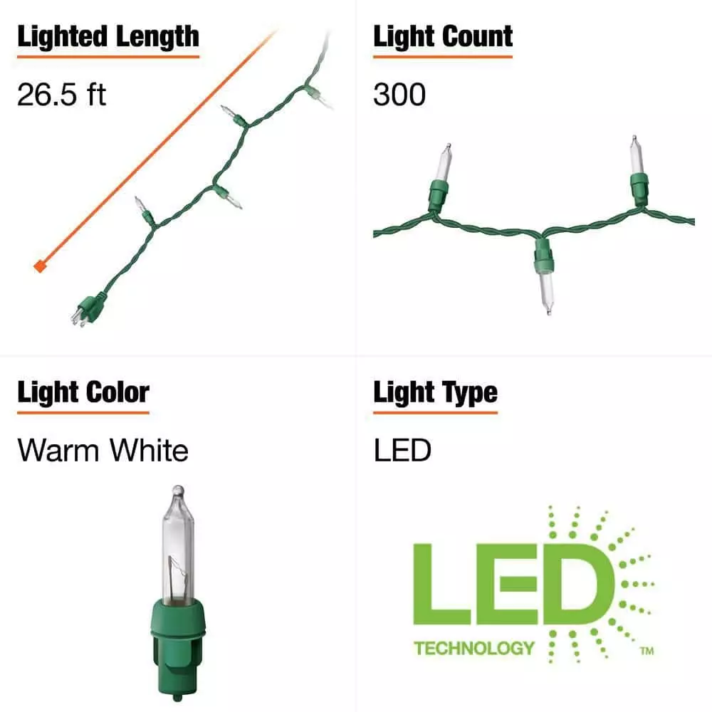 Home Accents Holiday 300L Warm White Mini LED Icicle Steady Lit 6 Home Accents Holiday 300L Warm White Mini LED Icicle Steady Lit - Image 4