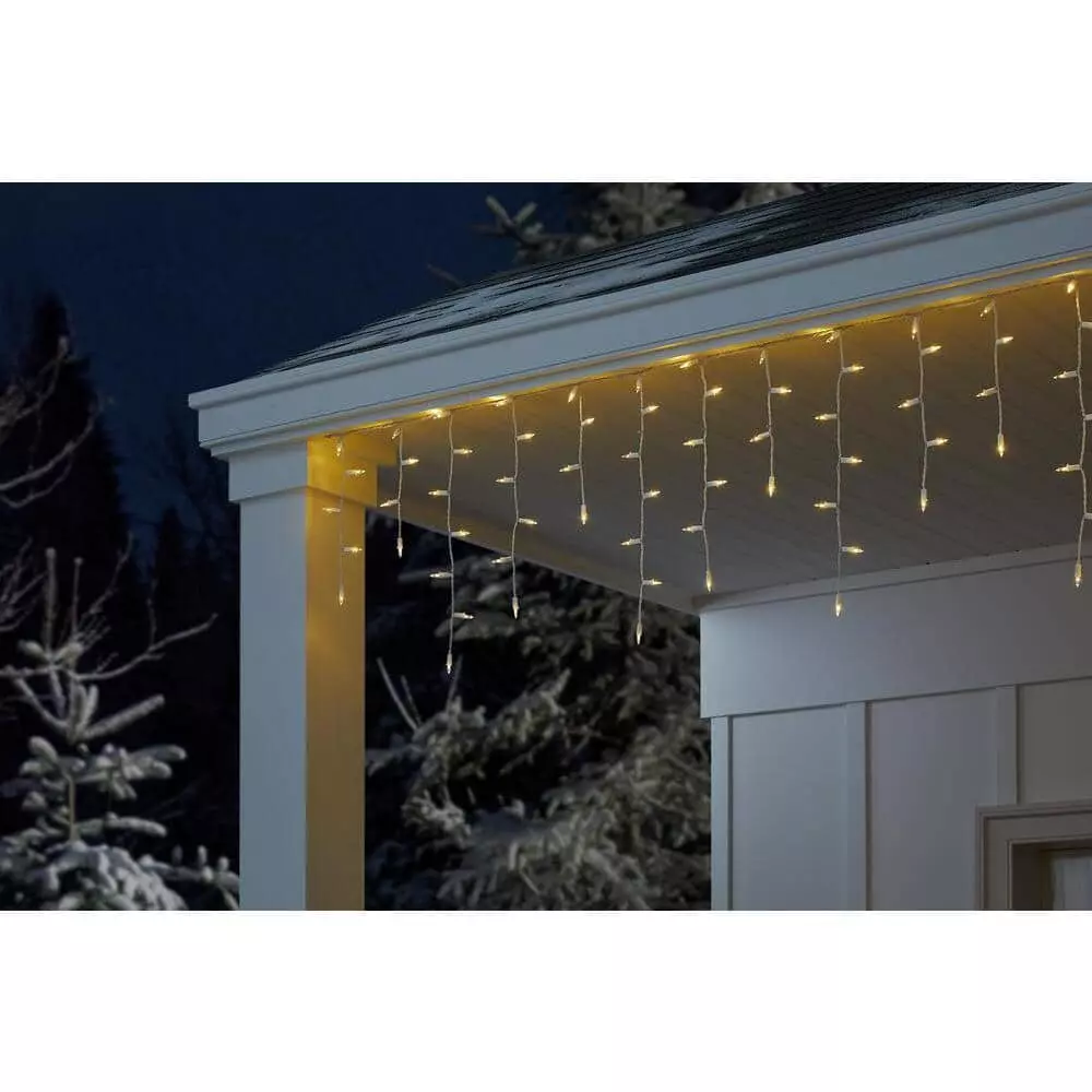 Home Accents Holiday 300L Warm White Mini LED Icicle Steady Lit 4 Home Accents Holiday 300L Warm White Mini LED Icicle Steady Lit - Image 2
