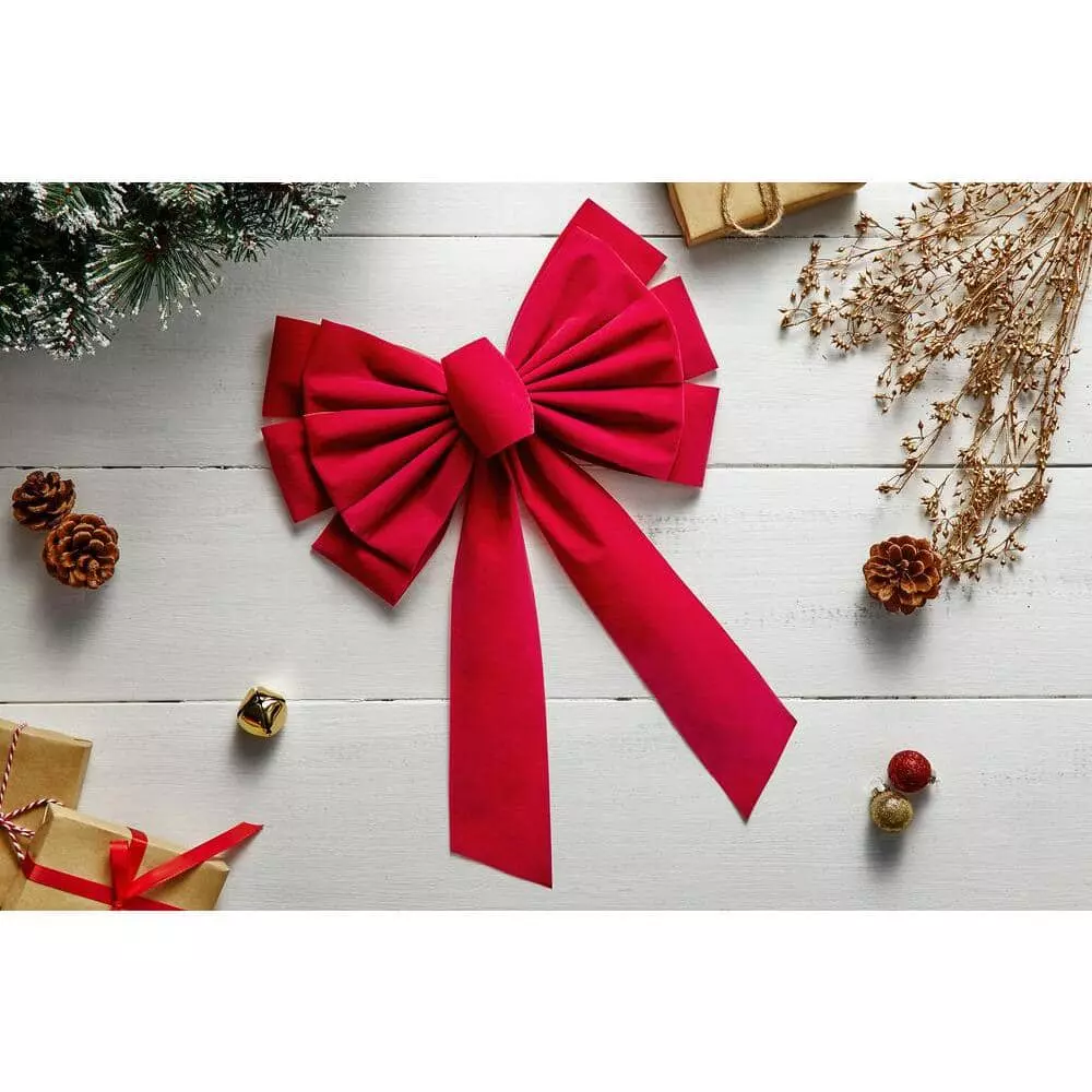 Home Accents Holiday 16 in Red Traditional Christmas Bow 4 Home Accents Holiday 16 in Red Traditional Christmas Bow - Image 2