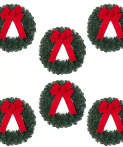 Home Accents Holiday 20 in Noble Pine Wreaths 6-Pack