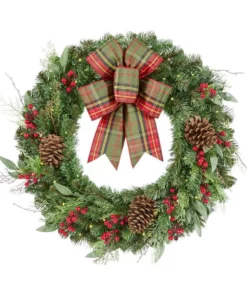 Home Accents Holiday 30 in Prelit Woodmore Wreath