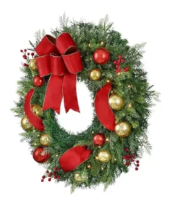 Home Accents Holiday 30 in Prelit Hampstead Wreath -Home Accents Holiday Shop home accents holiday christmas wreaths 22gr60006 40 1000