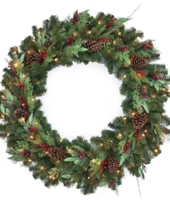 Home Accents Holiday 48 in Prelit Woodmore Wreath