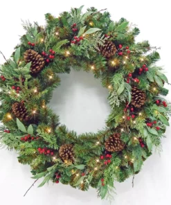 Home Accents Holiday 36 in Prelit Woodmore Wreath