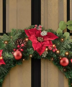 Home Accents Holiday 36 in. Berry Bliss Battery Operated Mixed Pine LED Pre-Lit Artificial Christmas Wreath with Timer -Home Accents Holiday Shop home accents holiday christmas wreaths chzh3811995th9 1d 1000 1