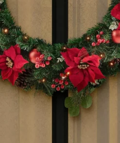 Home Accents Holiday 36 in. Berry Bliss Battery Operated Mixed Pine LED Pre-Lit Artificial Christmas Wreath with Timer -Home Accents Holiday Shop home accents holiday christmas wreaths chzh3811995th9 66 1000 1