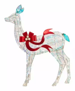 Home Accents Holiday 51 in Iridescent Ribbon Doe Holiday Yard Decoration