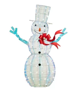 Home Accents Holiday 6 ft Iridescent Ribbon Snowman Holiday Yard Decoration