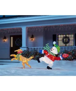 Home Accents Holiday 3.5 ft Warm White LED Snowman and Retriever Holiday Yard Decoration -Home Accents Holiday Shop home accents holiday christmas yard decorations 21rt27121142 e1 1000