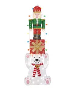 Home Accents Holiday 7 ft LED Polar Bear Gift Nutcracker Holiday Yard Decoration