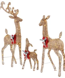 Home Accents Holiday 3-Piece Warm White LED Gold Deer Family Holiday Yard Decoration -Home Accents Holiday Shop home accents holiday christmas yard decorations 21rt45820112 40 1000