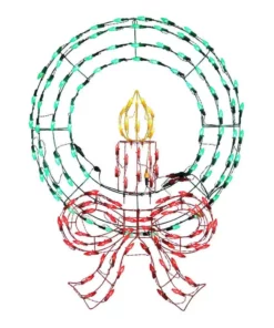 Home Accents Holiday 38 in Wreath Candle and Bow Holiday Yard Decoration