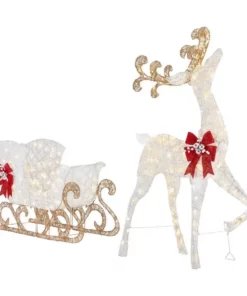 Home Accents Holiday 5 ft Warm White LED Reindeer with Sleigh Holiday Yard Decoration -Home Accents Holiday Shop home accents holiday christmas yard decorations 22rt1182211 40 1000