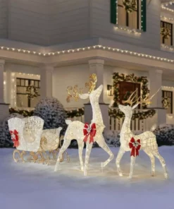 Home Accents Holiday 5 ft Warm White LED Reindeer with Sleigh Holiday Yard Decoration -Home Accents Holiday Shop home accents holiday christmas yard decorations 22rt1182211 66 1000