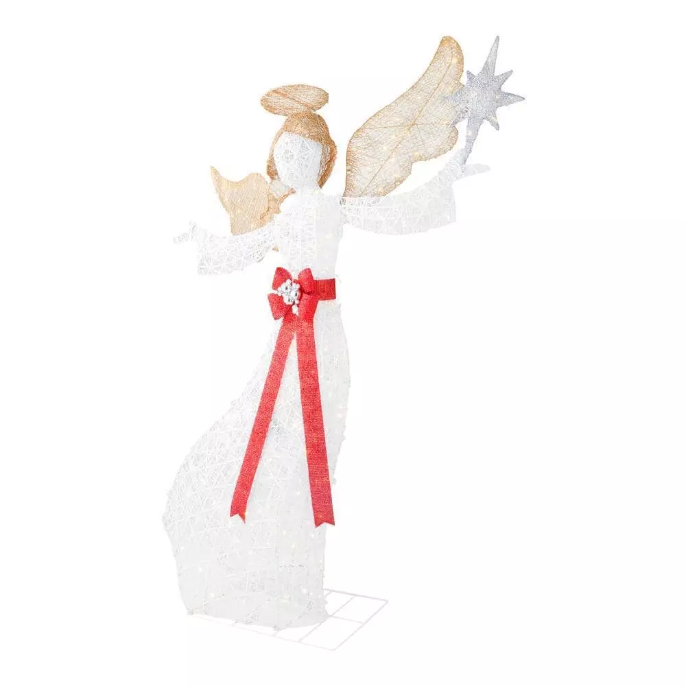 Home Accents Holiday 7.5 ft Warm White LED Angel with Star Holiday Yard Decoration 5 Home Accents Holiday 7.5 ft Warm White LED Angel with Star Holiday Yard Decoration - Image 3