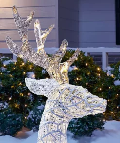 Home Accents Holiday 3.5 ft Warm White LED Laying Buck Gold Bow Holiday Yard Decoration 12 Home Accents Holiday 3.5 ft Warm White LED Laying Buck Gold Bow Holiday Yard Decoration -Home Accents Holiday Shop home accents holiday christmas yard decorations 22rt1252211 1d 1000