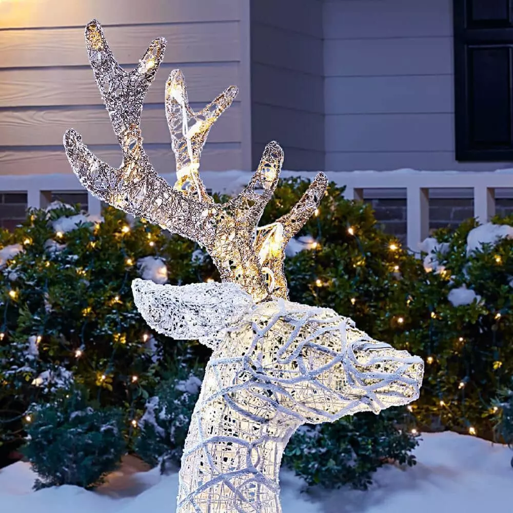 Home Accents Holiday 3.5 ft Warm White LED Laying Buck Gold Bow Holiday Yard Decoration 7 Home Accents Holiday 3.5 ft Warm White LED Laying Buck Gold Bow Holiday Yard Decoration - Image 5