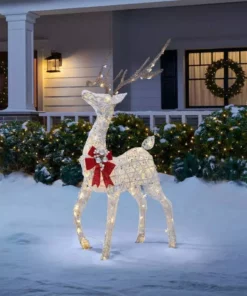 Home Accents Holiday 4.5 ft Warm White LED Buck with Bow Holiday Yard Decoration -Home Accents Holiday Shop home accents holiday christmas yard decorations 22rt1272211 e1 1000
