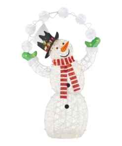 Home Accents Holiday 6 ft Warm White-Cool White LED Juggling Snowman Holiday Yard Decoration