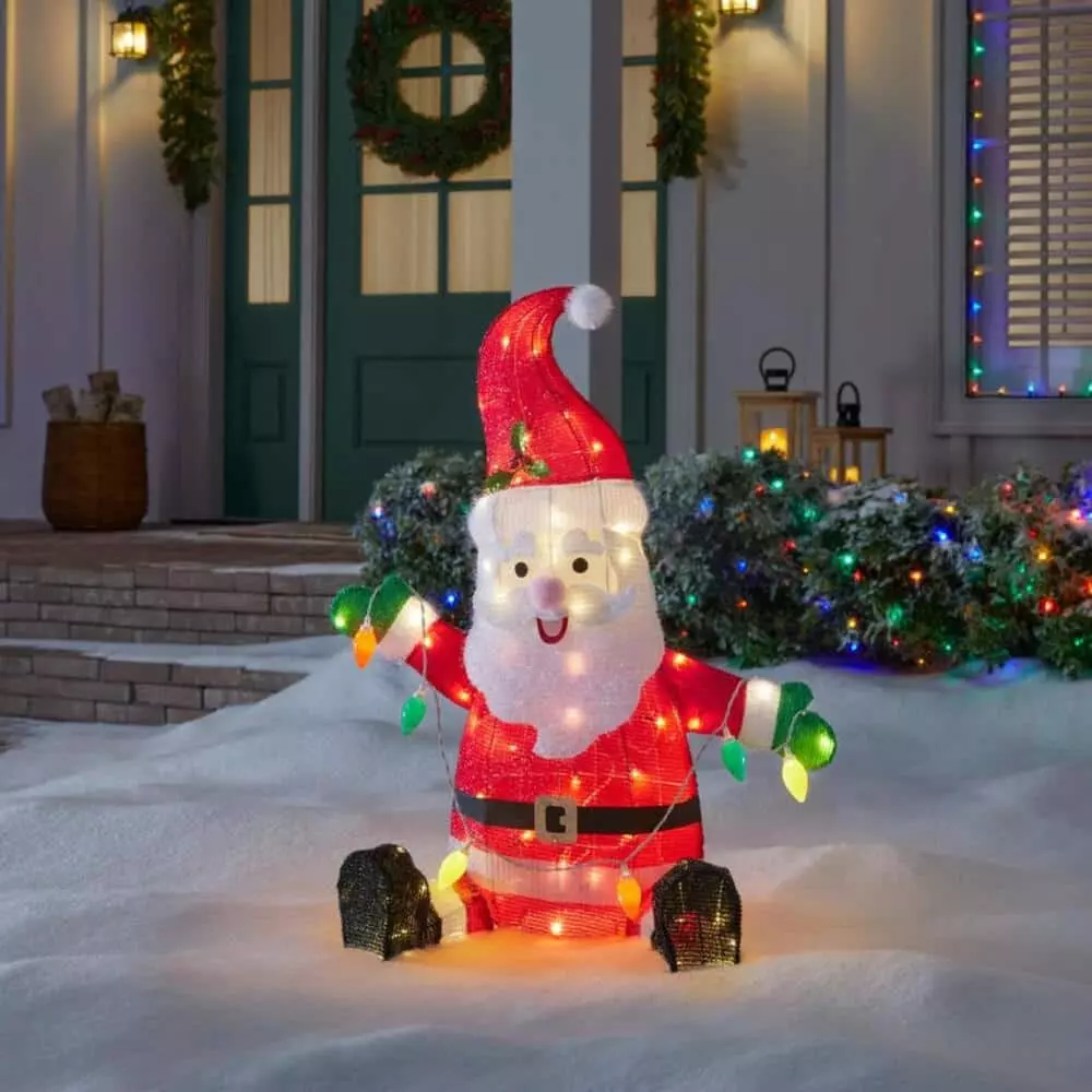 Home Accents Holiday 3 ft Warm White LED Santa with Lights Holiday Yard Decoration 4 Home Accents Holiday 3 ft Warm White LED Santa with Lights Holiday Yard Decoration - Image 2
