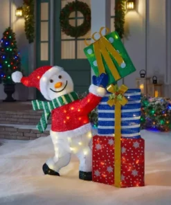 Home Accents Holiday 4 ft Warm White LED Snowman Stacking Gifts Holiday Yard Decoration -Home Accents Holiday Shop home accents holiday christmas yard decorations 22rt1932214 e1 1000