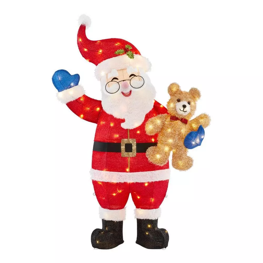 Home Accents Holiday 5 ft Warm White LED Santa with Teddy Bear Holiday Yard Decoration 3 Home Accents Holiday 5 ft Warm White LED Santa with Teddy Bear Holiday Yard Decoration