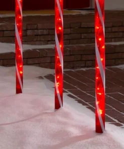 Home Accents Holiday 4 ft Lighted Candy Cane 3-Pack Holiday Yard Decoration -Home Accents Holiday Shop home accents holiday christmas yard decorations ty086 2018 2 1d 1000