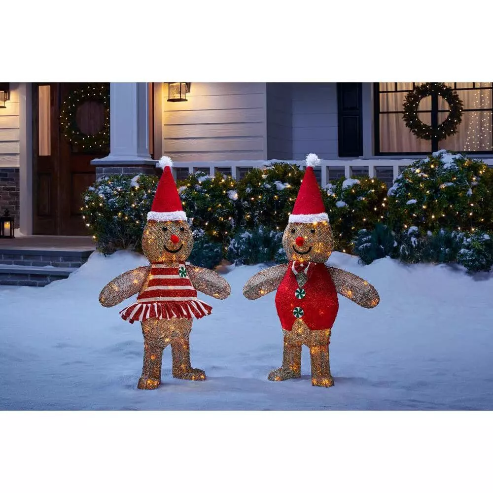Home Accents Holiday 3 ft Warm White LED Gingerbread Girl and Boy Holiday Yard Decoration 4 Home Accents Holiday 3 ft Warm White LED Gingerbread Girl and Boy Holiday Yard Decoration - Image 2