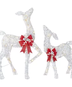 Home Accents Holiday 2-Piece Warm White LED Doe and Fawn Holiday Yard Decoration