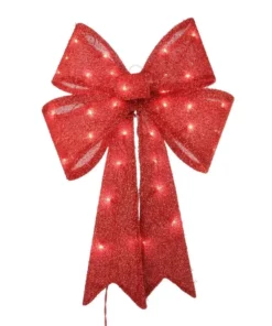 Home Accents Holiday 2 ft Incandescent Lighted Tinsel Bow Holiday Yard Decoration