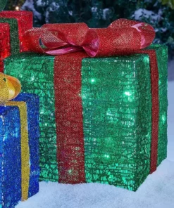 Home Accents Holiday 3-Piece Warm White LED Gift Boxes Holiday Yard Decoration -Home Accents Holiday Shop home accents holiday christmas yard decorations ty609 2014 66 1000