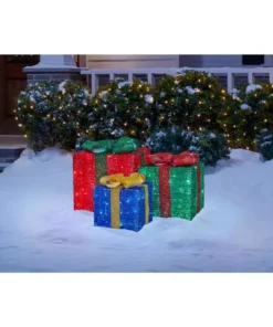 Home Accents Holiday 3-Piece Warm White LED Gift Boxes Holiday Yard Decoration -Home Accents Holiday Shop home accents holiday christmas yard decorations ty609 2014 a0 1000