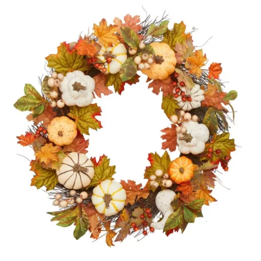 Home Accents Holiday 30 in Mixed Pumpkins Fall Harvest Wreath -Home Accents Holiday Shop home accents holiday fall wreaths 21ge10013 64 1000