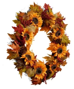 Home Accents Holiday 30 in Sunflower and Berry Fall Harvest Wreath -Home Accents Holiday Shop home accents holiday fall wreaths 21ge10032 40 1000