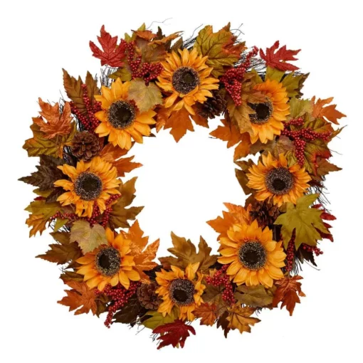 Home Accents Holiday 30 in Sunflower and Berry Fall Harvest Wreath -Home Accents Holiday Shop home accents holiday fall wreaths 21ge10032 64 1000