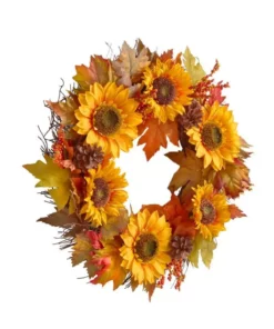 Home Accents Holiday 22 in Unlit Artificial Sunflower and Pinecone Harvest Fall Wreath 9 Home Accents Holiday 22 in Unlit Artificial Sunflower and Pinecone Harvest Fall Wreath -Home Accents Holiday Shop home accents holiday fall wreaths 2528560hd 40 1000