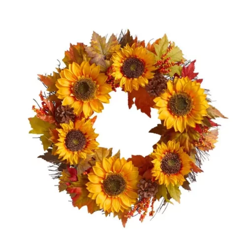 Home Accents Holiday 22 in Unlit Artificial Sunflower and Pinecone Harvest Fall Wreath -Home Accents Holiday Shop home accents holiday fall wreaths 2528560hd 64 1000