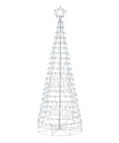 Home Accents Holiday 6 ft Cool White LED Cone Tree with Star Holiday Yard Decoration